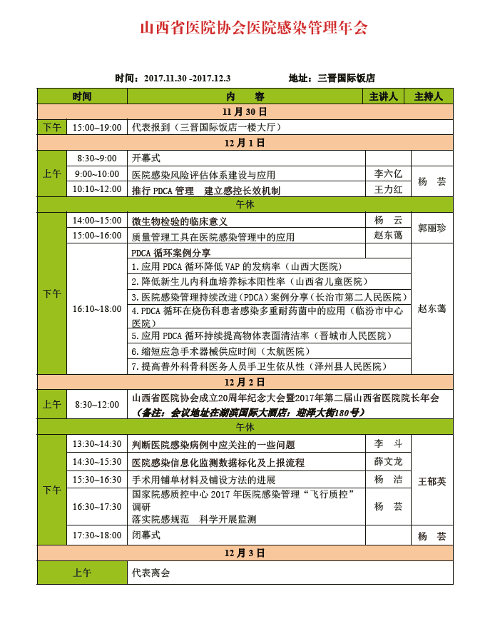 山西省医院协会医院感染管理年会